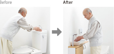 レストパルは手洗い器も使い易く設計！誰でも楽に手が洗えます